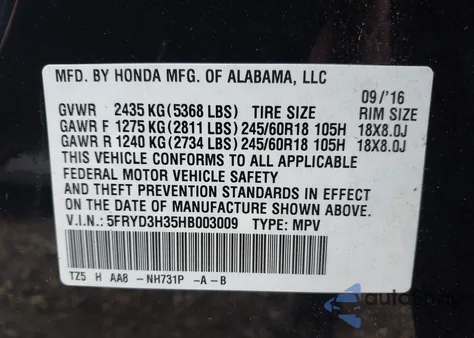 2017 Acura Mdx z USA, uszkodzony, nr VIN 5FRYD3H35HB003009